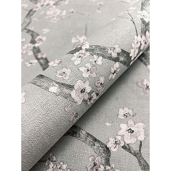 Newroom Vliestapete Ksenja Grey Kirschblüten Floral FSC® günstig online kaufen