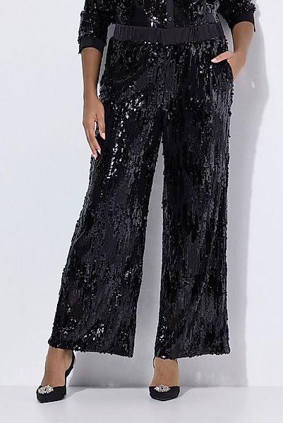 Ulla Popken Schlupfhose Paillettenhose weites ausgestelltes Bein günstig online kaufen