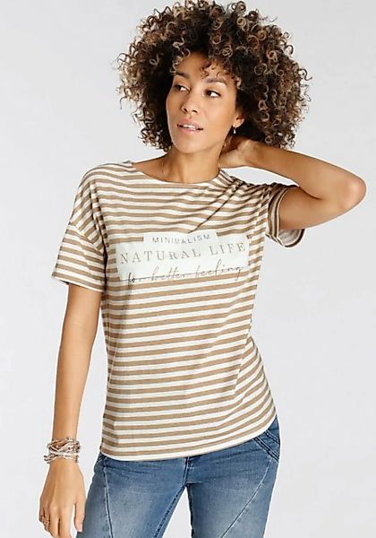 Boysen's Print-Shirt mit Streifen & modischem Wording-Print - NEUE KOLLEKTI günstig online kaufen