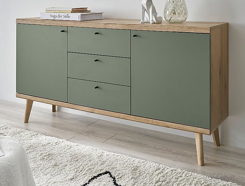 Furn.Design Sideboard Juna (Kommode in Salbei Grün und Eiche, 160 x 83 cm), günstig online kaufen