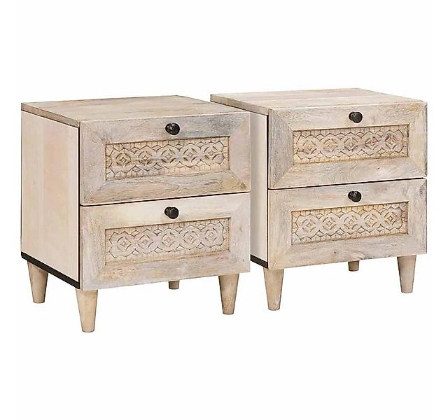 vidaXL Nachttisch Nachttisch 2 pcs Beige 40 x 33 x 46 cm Massivholz (2-St) günstig online kaufen