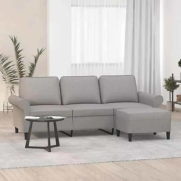 Vidaxl 3-sitzer-sofa Mit Hocker Hellgrau 180 Cm Stoff günstig online kaufen