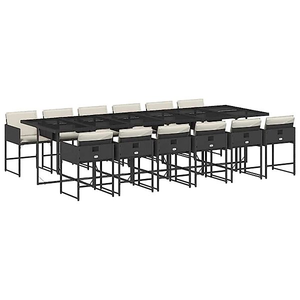 vidaXL 13-Tlg Garten-Essgruppe mit Kissen Schwarz Poly Rattan 3211302 günstig online kaufen