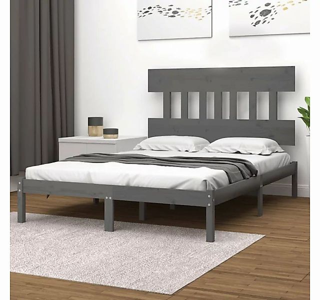 furnicato Bett Massivholzbett Grau 160x200 cm günstig online kaufen