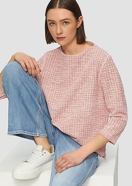 s.Oliver 3/4-Arm-Shirt Bouclé-Sweatshirt im Boxy-Fit mit kleinem Stehkragen günstig online kaufen