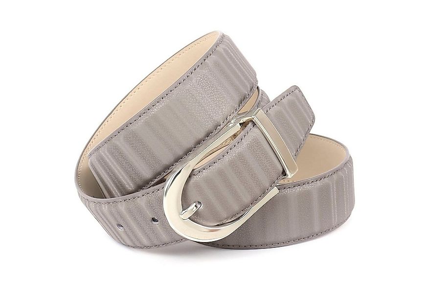 Anthoni Crown Ledergürtel In 3D-Optik, glänzende Schließe günstig online kaufen