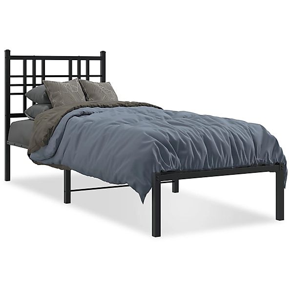 vidaXL Bettgestell mit Kopfteil Metall Schwarz 75x190 cm 376314 günstig online kaufen