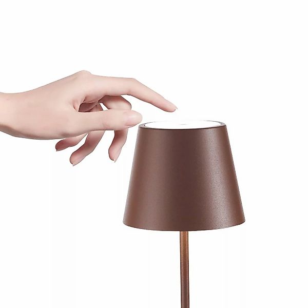 Zafferano Poldina mini Akku-Tischlampe IP65 corten günstig online kaufen