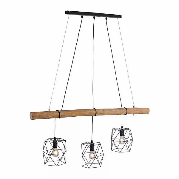 Just Light Pendelleuchte 15503-18 Eisen Holz Kunststoff B: ca. 120 cm E27 3 günstig online kaufen