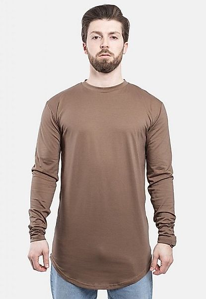 Blackskies T-Shirt Side Zip Long Sleeve Longline T-Shirt Braun Small günstig online kaufen