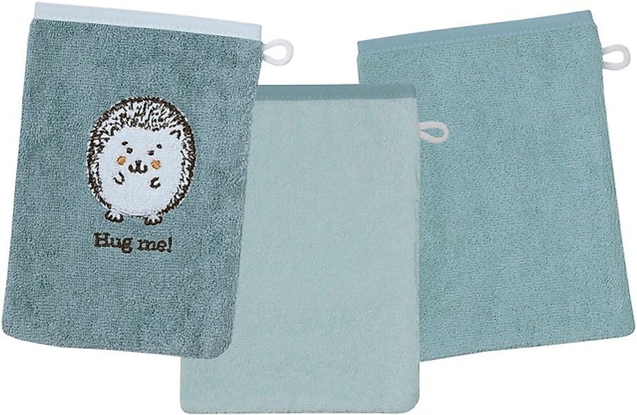 Wörner Waschhandschuh "Igel blau Waschhandschuh 3er Set" 1x mit süßer Igels günstig online kaufen