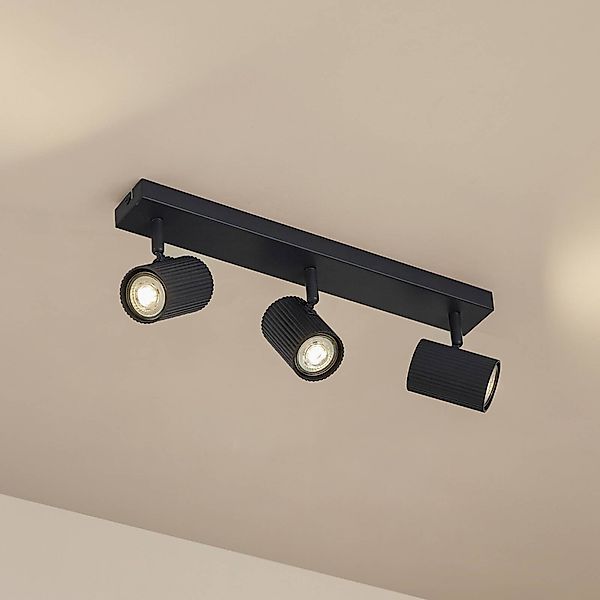Lindby Wandleuchte Kardis, dunkelgrau, 3-flg., Metall, GU10 günstig online kaufen