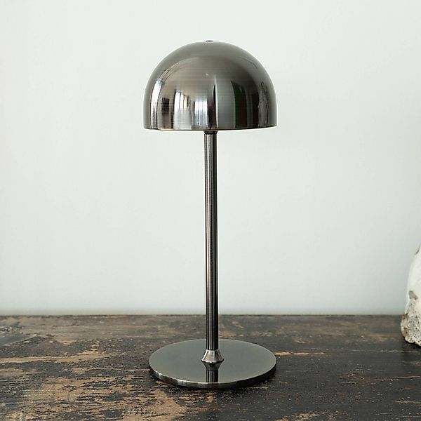 LED-Akku-Tischleuchte Tim, nickelfarben, Höhe 30 cm, IP54 günstig online kaufen