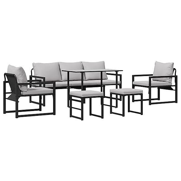 vidaXL Garten-Sofa-Set 6-Tlg Schwarz Stahl 3378954 günstig online kaufen
