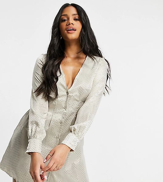 Missguided – Minikleid in A-Linie mit geraffter Taille in Creme-Weiß günstig online kaufen