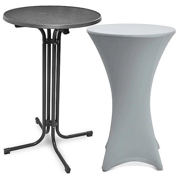 Beautissu Bellini Stehtisch Ø 70cm Grau mit Stella Stehtischhusse Ø 70cm Si günstig online kaufen