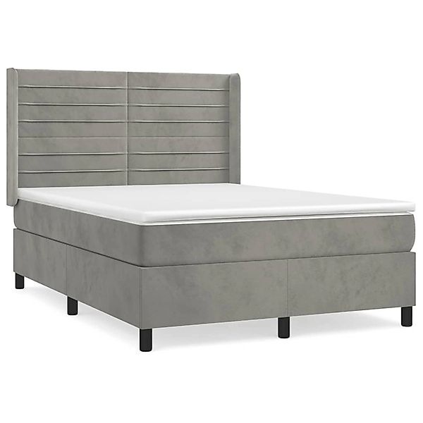 vidaXL Boxspringbett mit Matratze Hellgrau 140x200 cm Samt1378689 günstig online kaufen
