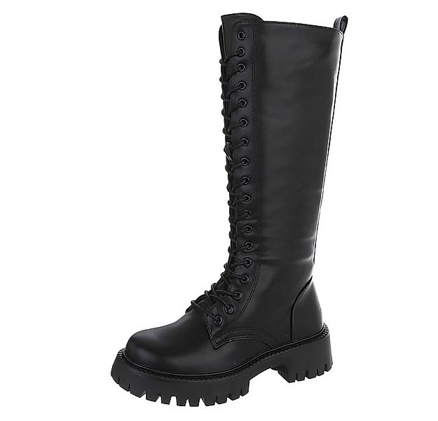 Ital-Design Kniehohe Schnürboots für Damen mit profilierter Laufsohle Plate günstig online kaufen