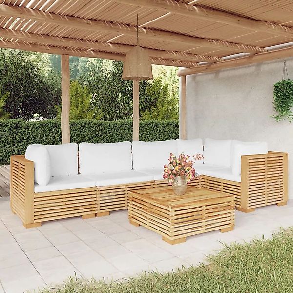 Vidaxl 6-tlg. Garten-lounge-set Mit Kissen Massivholz Teak günstig online kaufen