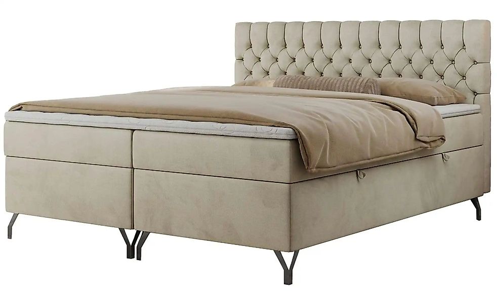 Boxbett mit Bettkasten Grimaldi ¦ beige ¦ Maße (cm): B: 144 H: 115 Betten > günstig online kaufen