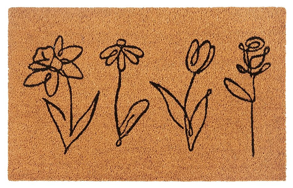HANSE Home Fußmatte Kokos Line-Art Flowers, günstig online kaufen