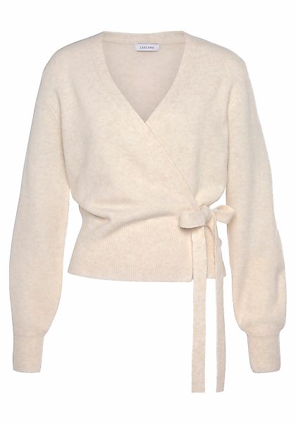 LASCANA Wickelstrickjacke, mit breitem Rippbündchen, Loungewear günstig online kaufen