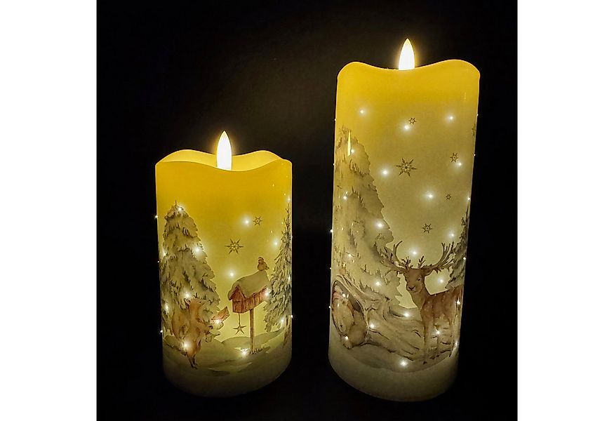 Online-Fuchs LED-Kerze - 2er Set Motivkerzen mit Funkellichtern und 6-Stund günstig online kaufen