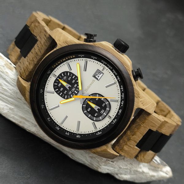 Holzwerk Chronograph Herren Designer Holz Armband günstig online kaufen