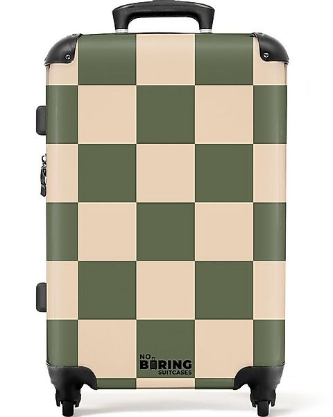NoBoringSuitcases.com© Hartschalen-Trolley Grün mit beigem Schachbrettmuste günstig online kaufen