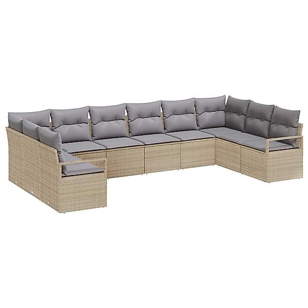 vidaXL Garten-Sofa-Set 10-Tlg Beige Poly Rattan 3346560 günstig online kaufen