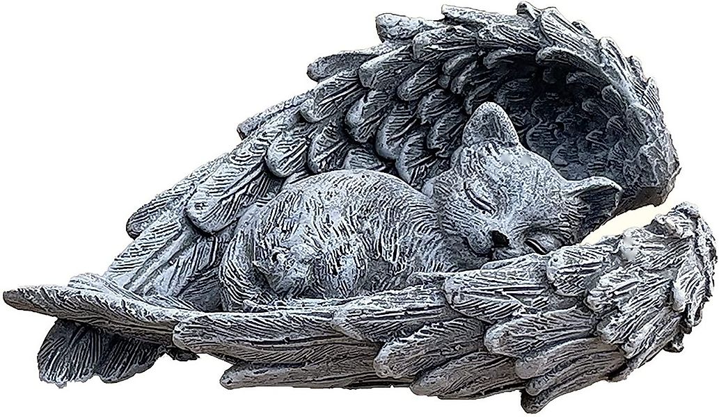 Stone and Style Gartenfigur Frostfeste Steinfigur Grabschmuck Katze im Flüg günstig online kaufen