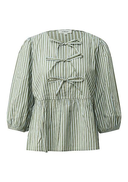 s.Oliver Schlupfbluse 3/4-Arm-Bluse im Streifen-Look und mit Schleifen günstig online kaufen