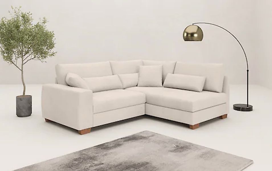 Mr. Couch Ecksofa »Hilla L-Form« Mit Federkern, wahlweise mit Bettfunktion günstig online kaufen