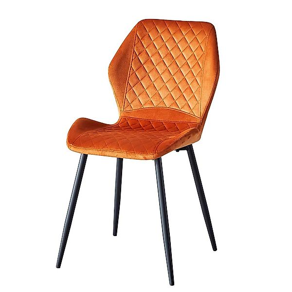 Esstischstuhl Orange aus Samt Gestell aus Metall (4er Set) günstig online kaufen