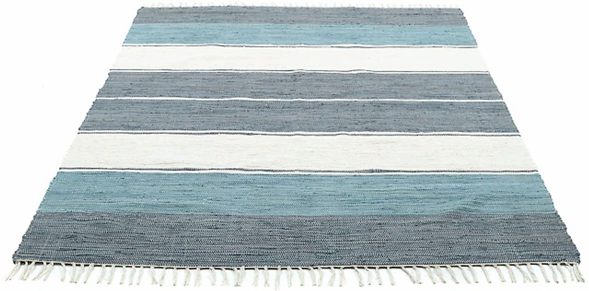 THEKO Teppich »Stripe Cotton, handgewebt«, rechteckig, 5 mm Höhe, Flachgewe günstig online kaufen
