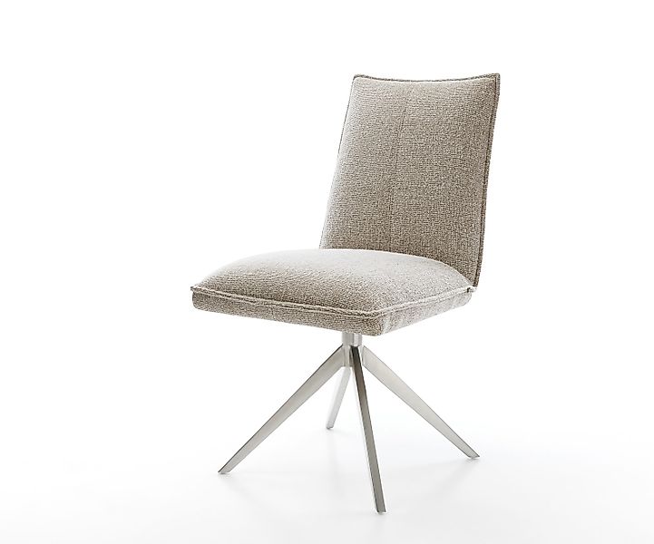 Drehstuhl Lelio-Flex Webstoff Soft Beige Kreuzgestell breit Edelstahl 360° günstig online kaufen