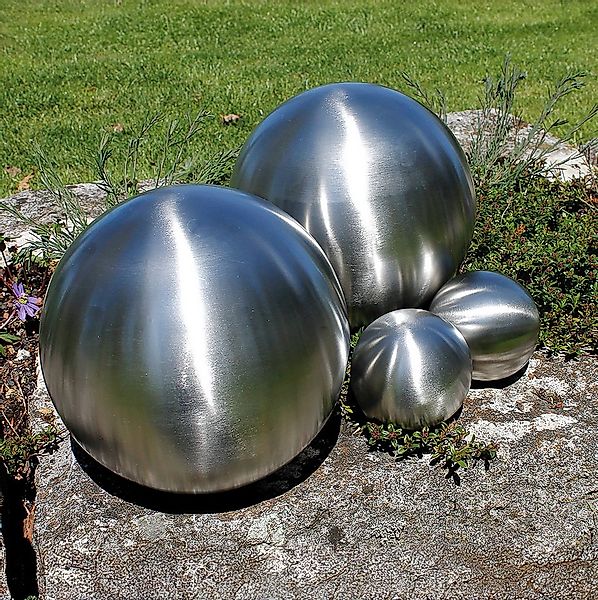 Spetebo Dekokugel Edelstahl Gartenkugel 4er Set matt gebürstet - 10 / 15 / günstig online kaufen
