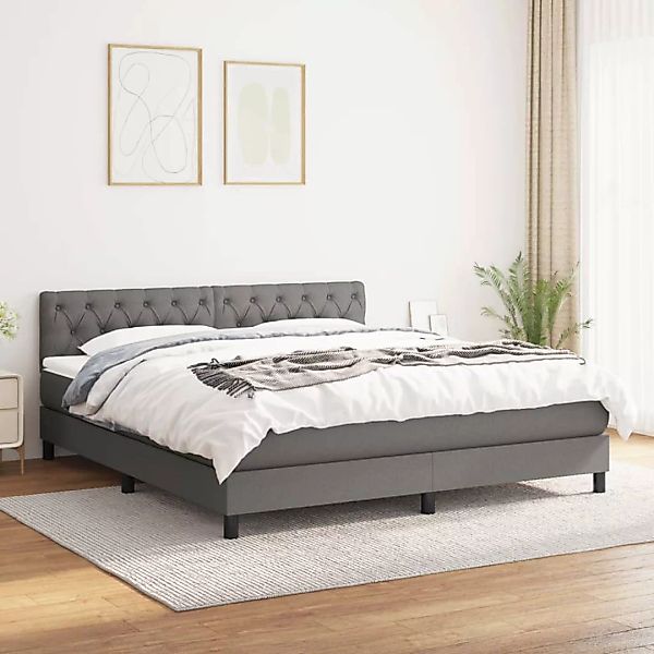 vidaXL Boxspringbett Boxspringbett mit Matratze Dunkelgrau 160x200 cm Stoff günstig online kaufen