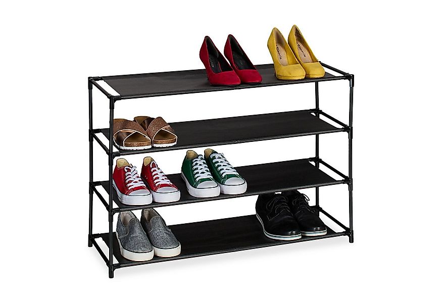 relaxdays Schuhregal mit Stoffebene, 4 Ebenen günstig online kaufen