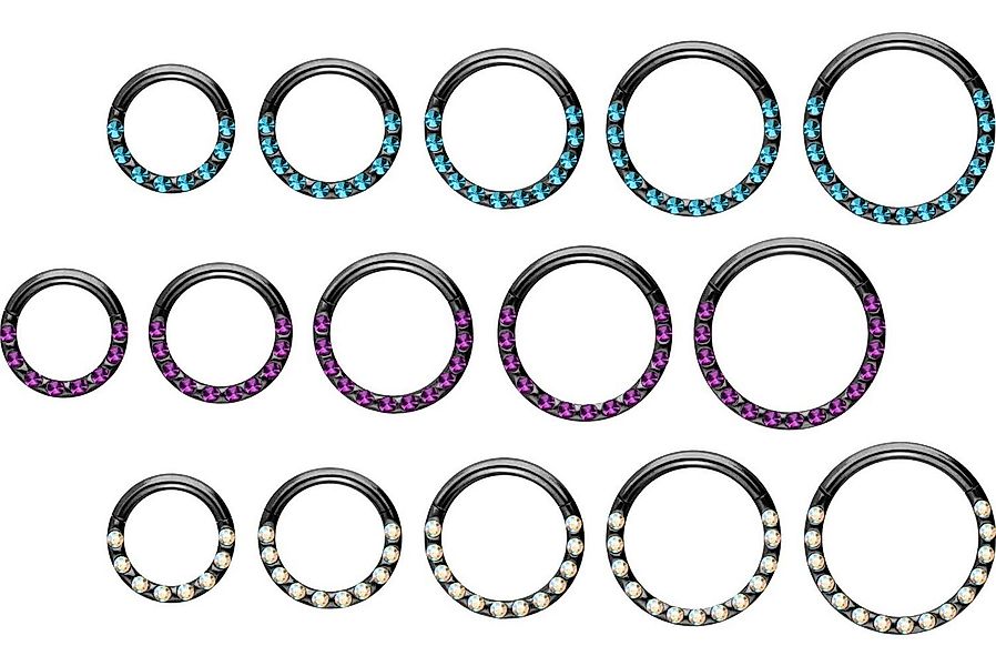 PIERCINGLINE Nasenpiercing Chirurgenstahl Segmentring Clicker KRISTALLE + E günstig online kaufen