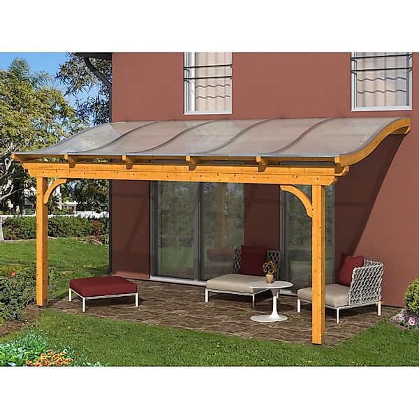Skan Holz Terrassenüberdachung Verona 541 x 239 cm Leimholz Eiche hell günstig online kaufen