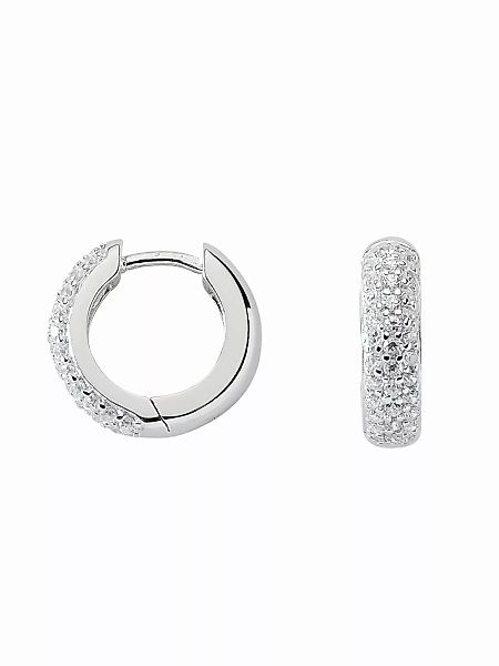 Adelia´s Paar Ohrhänger "925 Silber Ohrringe Creolen mit Zirkonia Ø 14,2 mm günstig online kaufen