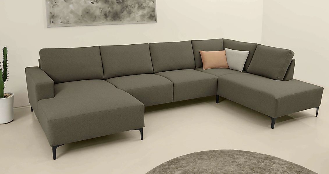 Home affaire Wohnlandschaft "Tournon", U-Form, Breite 333 cm, Webstoff, Che günstig online kaufen