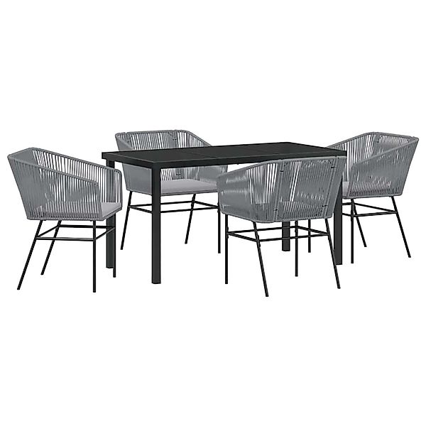 vidaXL 5-Teiliges Gartentischset mit Kissen in Grau aus Poly Rattan 3380934 günstig online kaufen