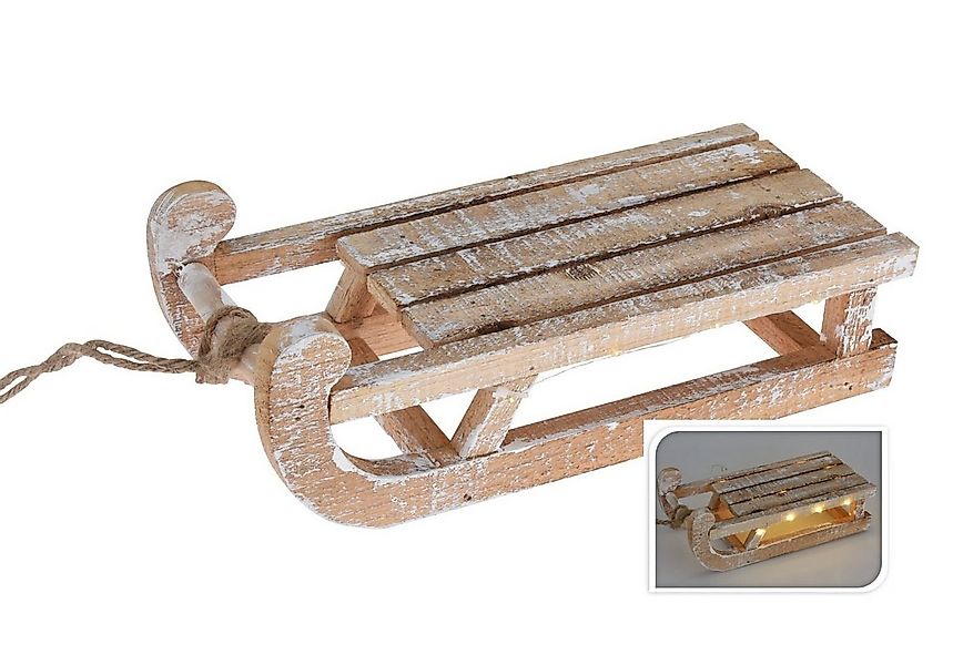Spetebo LED Dekofigur LED Deko Holz Schlitten 30 cm - 25 LED - Timer, An / günstig online kaufen