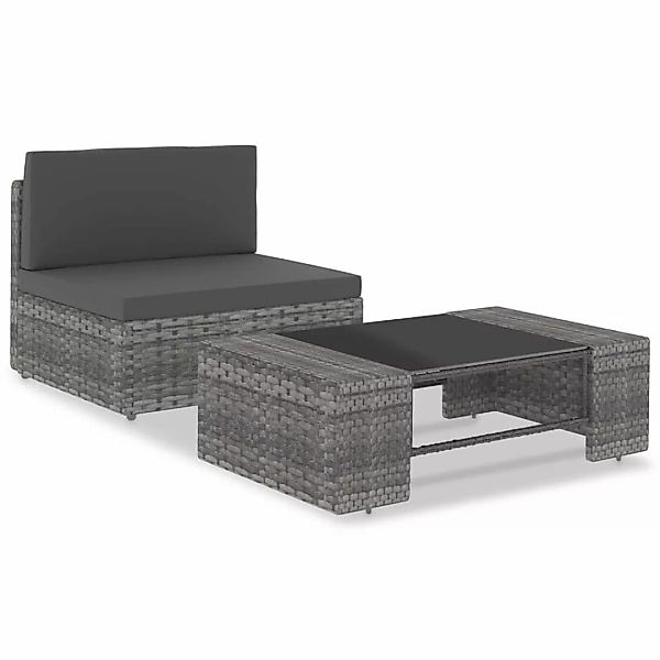 2-tlg. Garten-lounge-set Poly Rattan Grau günstig online kaufen