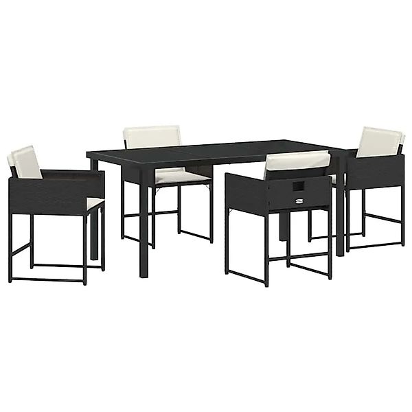 vidaXL Garten Essgruppe 5-Tlg Schwarz Poly-Rattan 3380715 günstig online kaufen