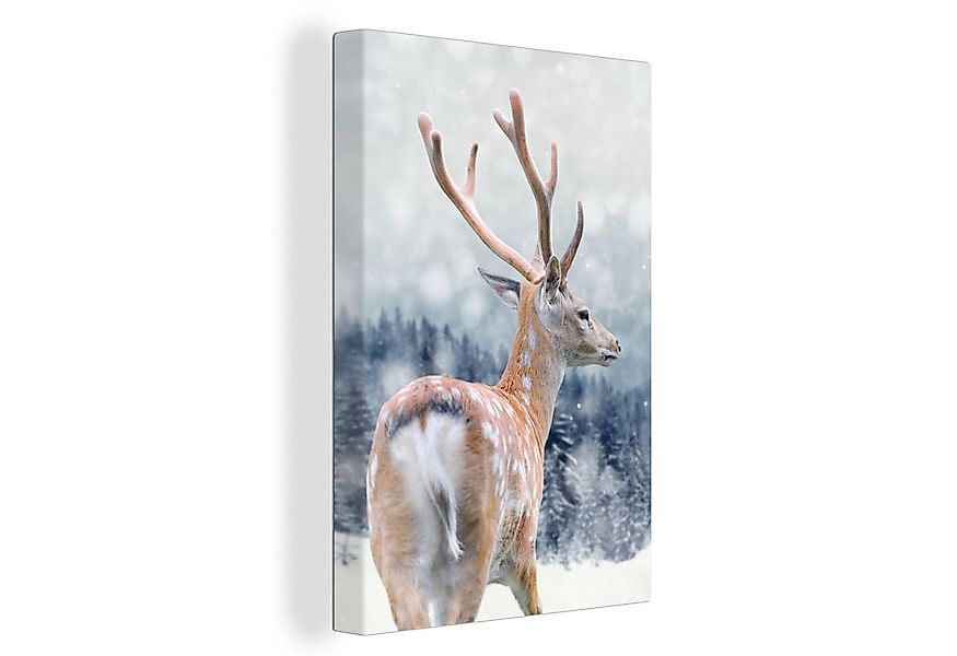 OneMillionCanvasses® Leinwandbild Winter - Hirsche - Tiere, Fotodruck (1 St günstig online kaufen