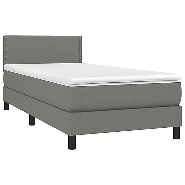 vidaXL Boxspringbett mit Matratze & LED Dunkelgrau 80x200 cm Stoff 3133030 günstig online kaufen