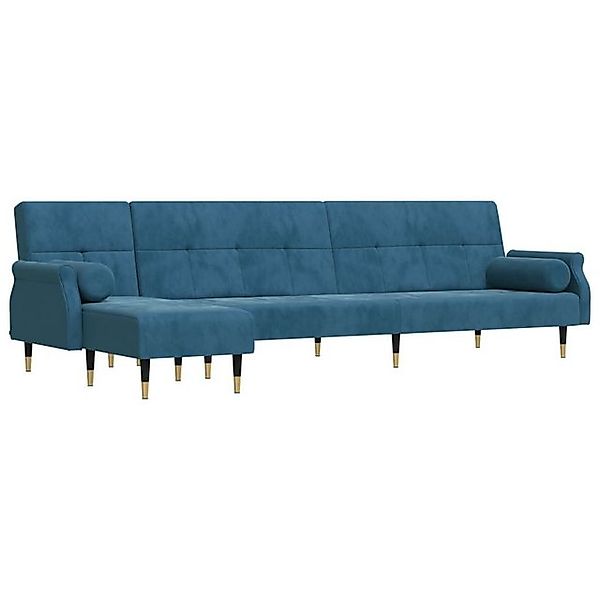 vidaXL Sofa Schlafsofa in L-Form Blau 271x140x70 cm Samt Chaiselongue Schla günstig online kaufen